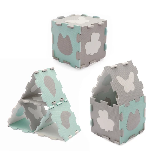 Puzzle szivacsszőnyeg Luno Shapes 185 x 165 cm Mint, 30ks, Premium Kinderkraft KPLUSH00MIN0000