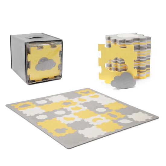Puzzle szivacsszőnyeg Luno Shapes 185 x 165 cm Yellow, 30ks, Premium Kinderkraft KPLUSH00YEL0000