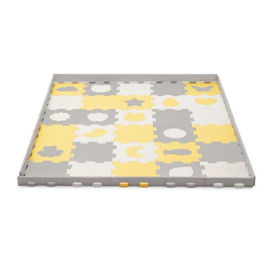 Puzzle szivacsszőnyeg Luno Shapes 185 x 165 cm Yellow, 30ks, Premium Kinderkraft KPLUSH00YEL0000