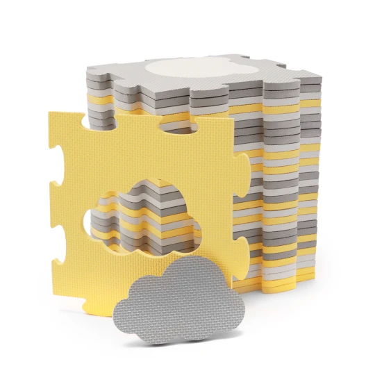 Puzzle szivacsszőnyeg Luno Shapes 185 x 165 cm Yellow, 30ks, Premium Kinderkraft KPLUSH00YEL0000