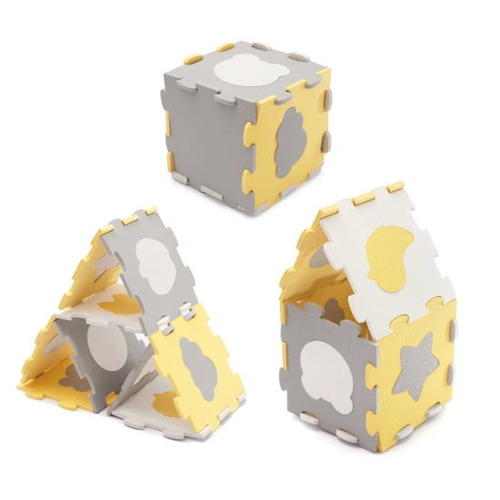 Puzzle szivacsszőnyeg Luno Shapes 185 x 165 cm Yellow, 30ks, Premium Kinderkraft KPLUSH00YEL0000