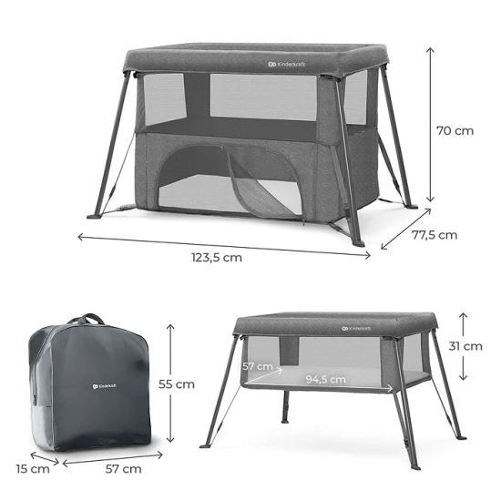 Utazóágy Cami Grey Kinderkraft KLCAMI00GRY0000