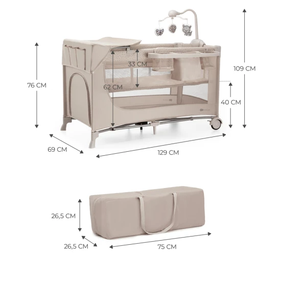 Utazóágy Joy 2 tartozékokkal Beige Kinderkraft KLJOY02BEG000AC