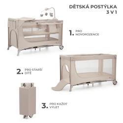 Utazóágy Joy 2 tartozékokkal Beige