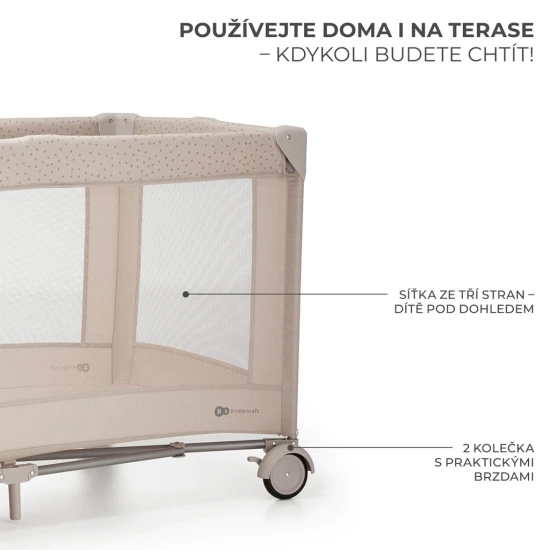 Utazóágy Joy 2 tartozékokkal Beige Kinderkraft KLJOY02BEG000AC