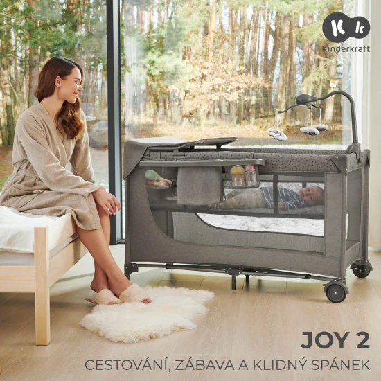 Utazóágy Joy 2 tartozékokkal Dark grey Kinderkraft KLJOY02DGR000AC