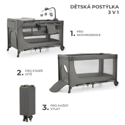 Utazóágy Joy 2 tartozékokkal Dark grey