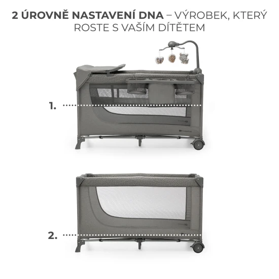 Utazóágy Joy 2 tartozékokkal Dark grey Kinderkraft KLJOY02DGR000AC