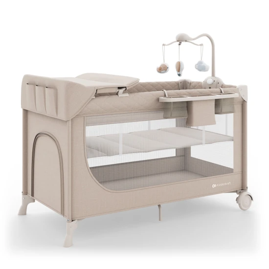 Utazóágy Leody Up Beige tartozékokkal Kinderkraft KCLEODUPBEG00AC
