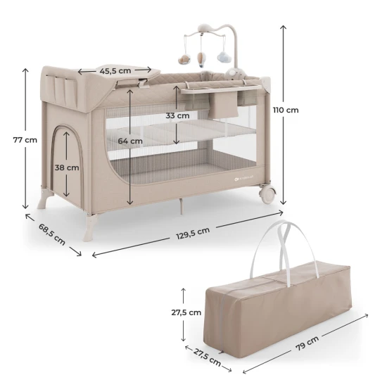 Utazóágy Leody Up Beige tartozékokkal Kinderkraft KCLEODUPBEG00AC