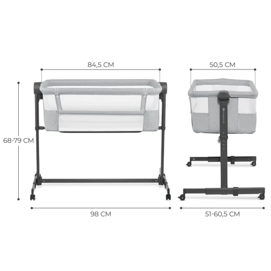 Állítható gyerekágy Nestee Up2 Light Grey Kinderkraft KLNEE002LGR0000