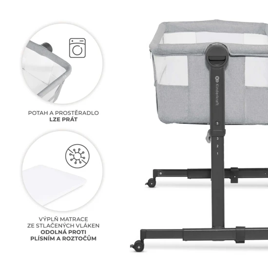 Állítható gyerekágy Nestee Up2 Light Grey Kinderkraft KLNEE002LGR0000
