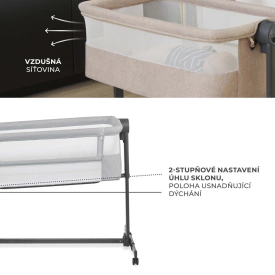 Állítható gyerekágy Nestee Up2 Light Grey Kinderkraft KLNEE002LGR0000