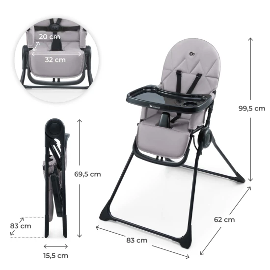 Etetőszék Binci Grey Kinderkraft KHBINC00GRY0000