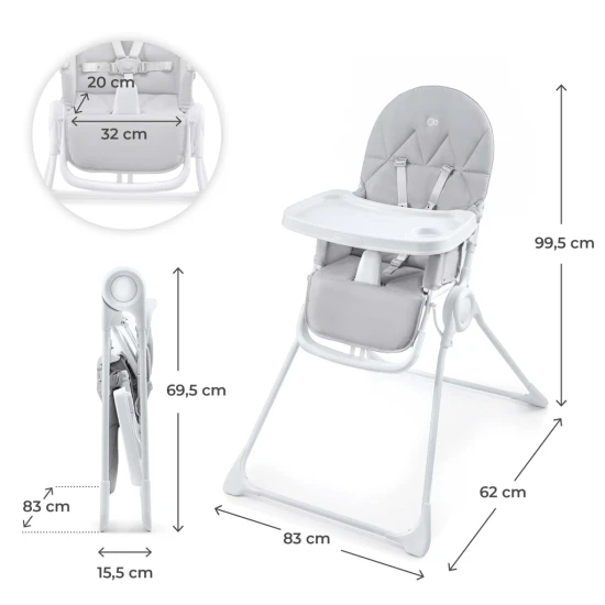 Etetőszék Binci Light Grey Kinderkraft KHBINC00LGR0000