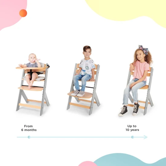 Etetőszék Enock párnázással Grey wooden, Premium Etetőszék Enock párnázással Grey wooden, Premium Kinderkraft KHENOC0PGRY0000