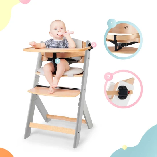 Etetőszék Enock párnázással Grey wooden, Premium Etetőszék Enock párnázással Grey wooden, Premium Kinderkraft KHENOC0PGRY0000