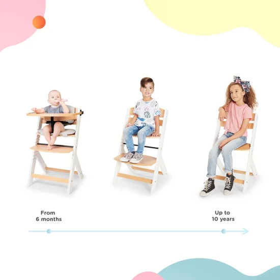 Etetőszék Enock párnázással White wooden, Premium Etetőszék Enock párnázással White wooden, Premium Kinderkraft KHENOC0PWHT0000