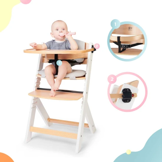 Etetőszék Enock párnázással White wooden, Premium Etetőszék Enock párnázással White wooden, Premium Kinderkraft KHENOC0PWHT0000