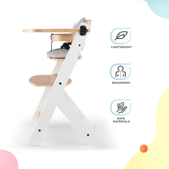 Etetőszék Enock párnázással White wooden, Premium Etetőszék Enock párnázással White wooden, Premium Kinderkraft KHENOC0PWHT0000