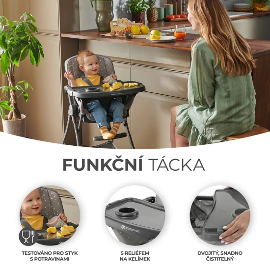 Etetőszék Foldee Grey Kinderkraft KHFOLD00GRY0000