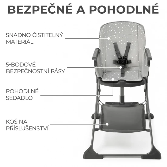 Etetőszék Foldee Grey Kinderkraft KHFOLD00GRY0000