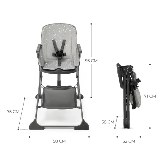 Etetőszék Foldee Grey Kinderkraft KHFOLD00GRY0000
