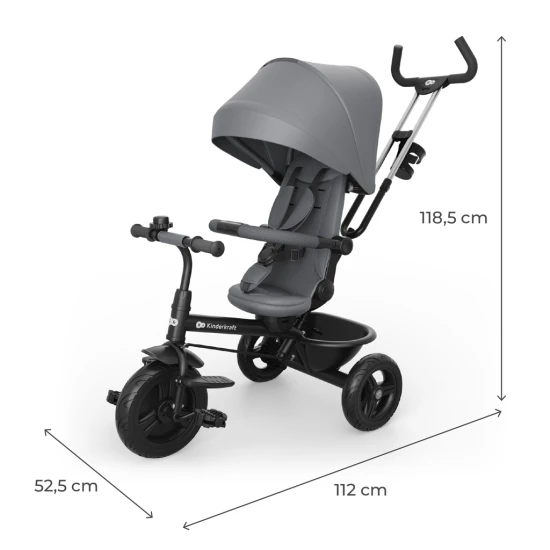 Tricikli Aston 2 Plus Grey, 9m+ Tricikli Aston 2 Plus Grey, 9m+ Kinderkraft KRASTO02GRYPL00