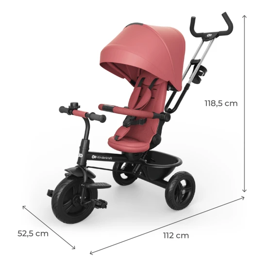 Tricikli Aston 2 Plus Pink, 9m+ Kinderkraft KRASTO02PNKPL00