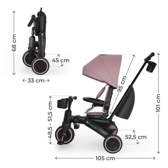 Tricikli Jazz 3 Pink, 9m+ Kinderkraft KRJAZZ03PNK0000