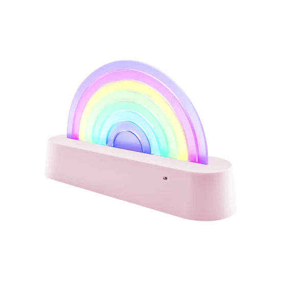 A rózsaszínben táncoló Rainbow lámpa a zene ritmusára változtatja a színeket.