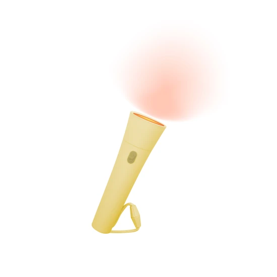 Modern, környezetbarát és praktikus, szabályozható zseblámpa sárga színben.