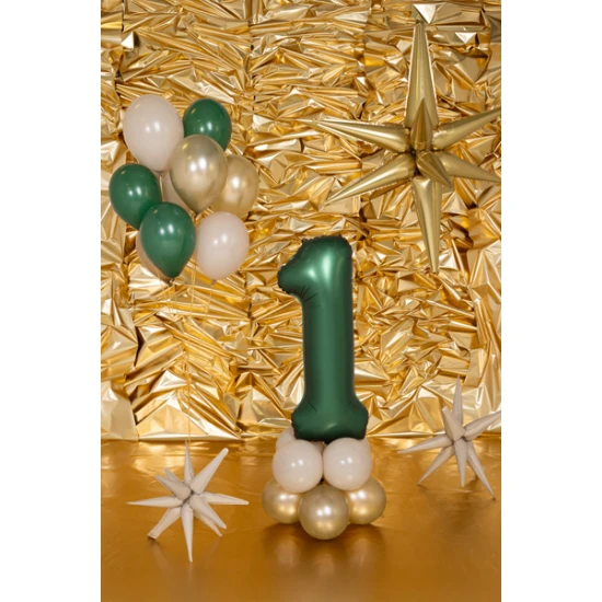 Elegáns léggömb 1. születésnapra - üvegzöld a főszerepben