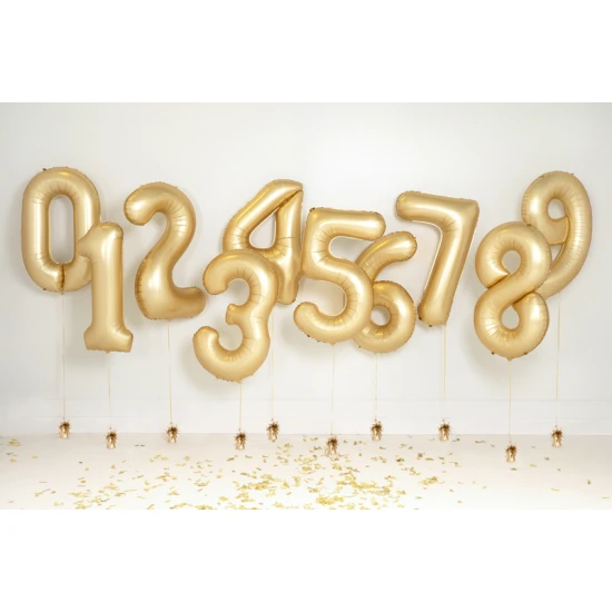 Party Deco ballon Number 9 Golden 86 cm Elegáns 9. születésnapi léggömb - arany főszerepben