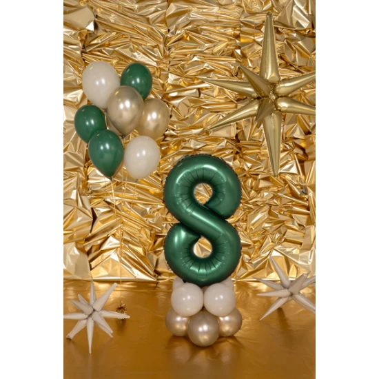 Elegáns léggömb 8. születésnapra - üvegzöld a főszerepben