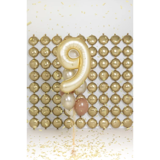 Party Deco ballon Number 9 Golden 86 cm Elegáns 9. születésnapi léggömb - arany főszerepben