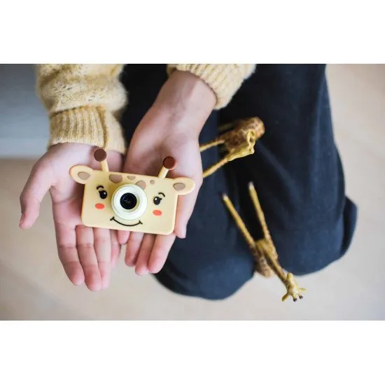 Gyermek digitális fényképezőgép minden utazáshoz zsiráf motívummal.