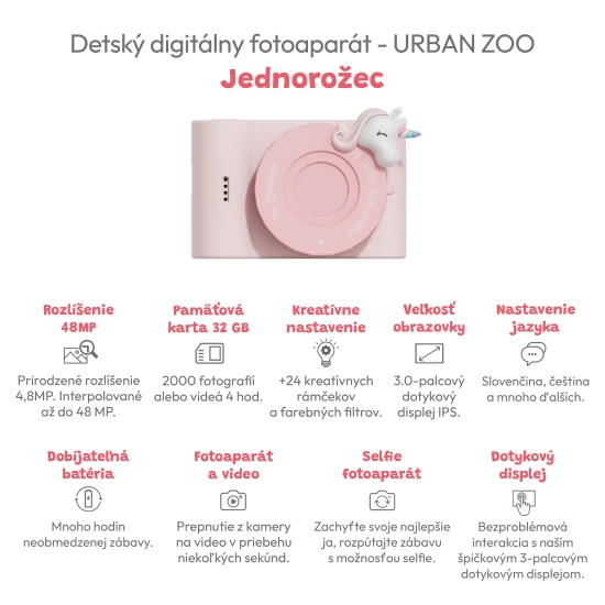 Gyerekkamera állati témájú szelfi kamerával. 