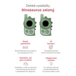 Gyermek walkie-talkie Dinosaur green 2 db