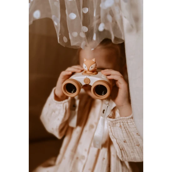 Gyermek távcső Zoo Eyes róka formájú narancssárga dizájnnal és 8x-os nagyítással