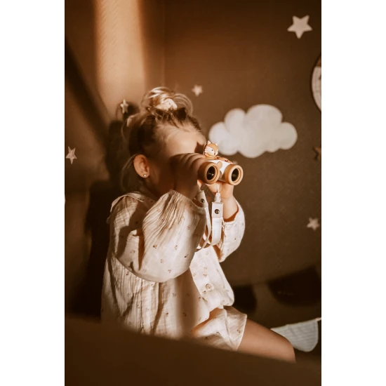 Gyermek távcső Zoo Eyes róka formájú narancssárga dizájnnal és 8x-os nagyítással