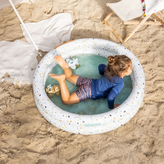 Felfújható gyermekmedence Terrazzo 100 cm terrazzo mintával és színes részletekkel, 2 kamrás