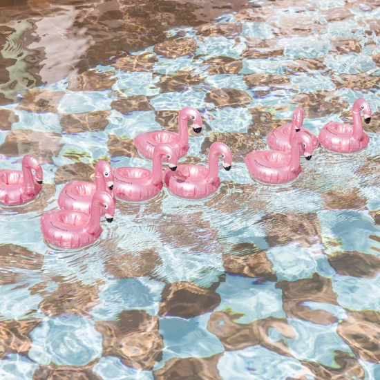 Flamingo rozéarany Swim Essentials felfújható pohártartó medencébe és strandra