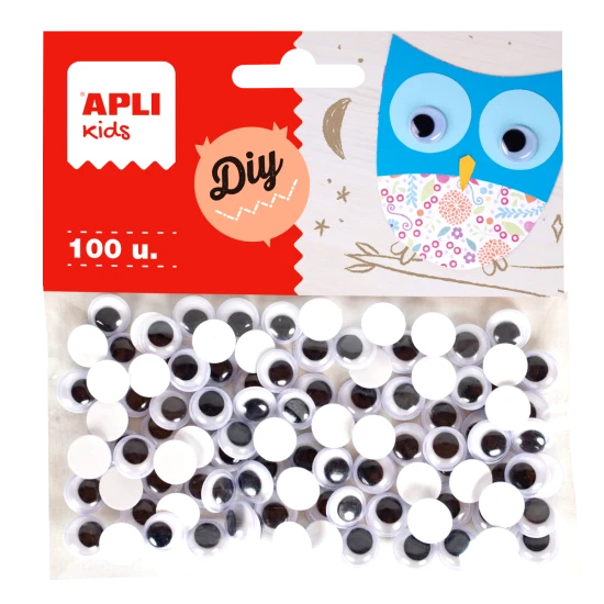 APLI Öntapadó szemek fekete 100 db Mozgatható szemek öntapadó hátlappal, ideális arcok és figurák kidolgozásához kreatív tevékenységekhez.