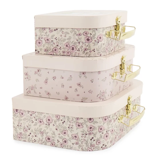 Bieco Háromdarabos kartondoboz bőrönd szett Ella szarvasgida dreamy flowers BIECO_04003039