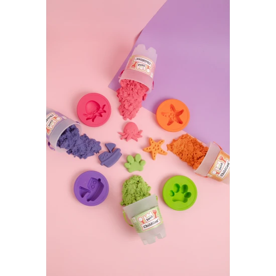 ChildGen Magic homok vödörben Pink 500g - természetes, antibakteriális és illatos kinetikus homok gyerekeknek.