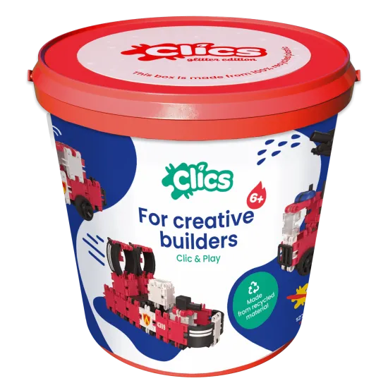 Clics Toys Ökológiai készlet Tűzoltók 127 db Építőkészlet Clics Firefighters