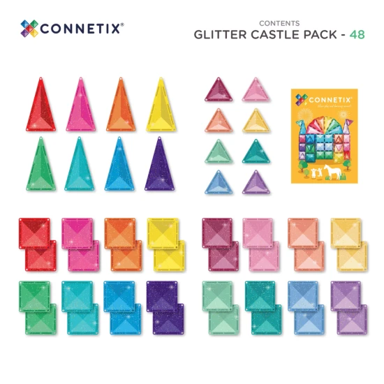 Mágneses építőkészlet Glitter Castle Pack 48 darabos golyópálya