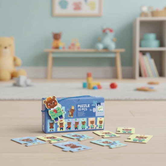 Puzzle mackó öltözködés közben Djeco