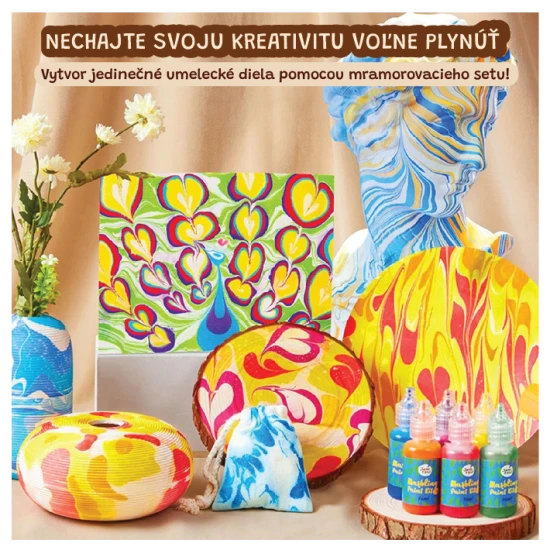 Jarmelo márványozó készlet - 12 palack festék, szerszámok és papír vizes márványozáshoz